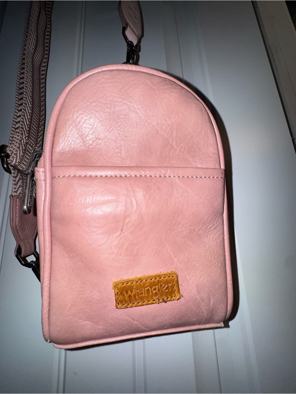 Wrangler Blush Pink Faux-Leather Crossbody Bag